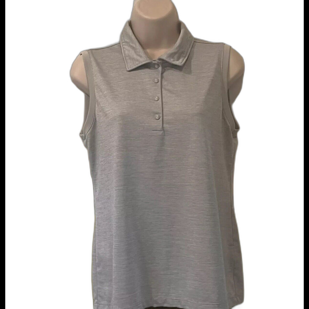 Izod NFL Caring For Kids Alumni Charity Golf Sleeveless Polo Top Womens M Gray